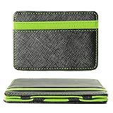 Magic Wallet Credit Card Holder 4 Card Slots Flexible Money Clip PU Leather Slim Wallets for Men Women Wallet for ID Card Business Card Money, Green
