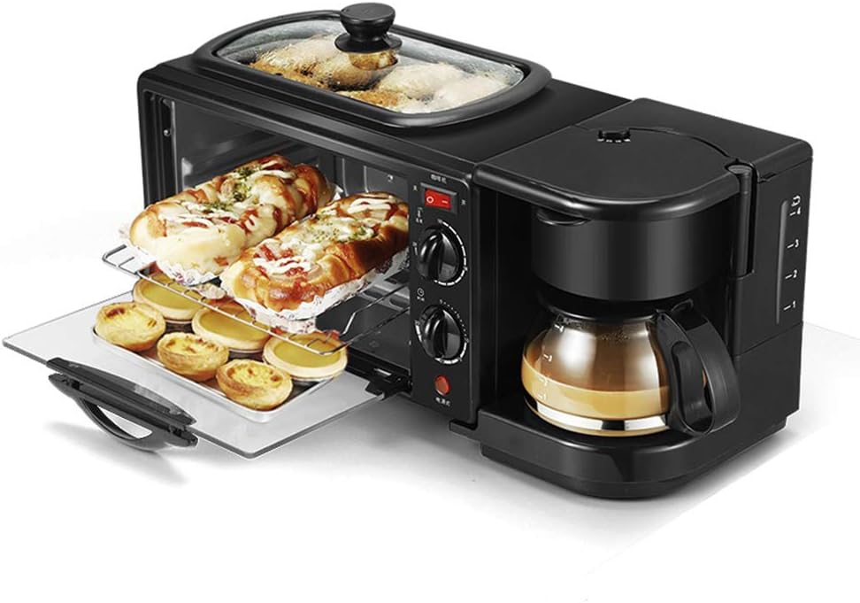 JINRU 3 in 1 Electric Breakfast Machine Multifunction Coffee Maker Stove Mini Oven Household Bread Pizza Oven Stove