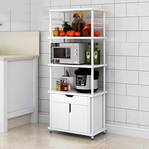 Estante De Cocina, Blanco De Cuatro Pisos Con Cajones, Marco ...