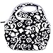 SORELLA White and Black Flower Lunch Bag Insulated Neoprene Design | Zipper Top & Flat Bottom With Ergonomic Handle | Reusable Lunch Tote Thermos For Adults & Kids | Snacks, Fruit, Food & Drinks