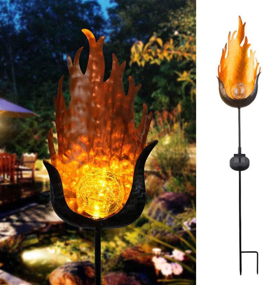 Toifucos LED Solar Flame Light, Metal Solar Garden Light Flame Effect