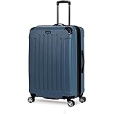 Kenneth Cole REACTION Renegade Luggage Expandable 8-Wheel Spinner Lightweight Hardside Suitcase, Granite Blue, 28-Inch Checked