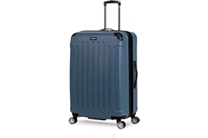 Kenneth Cole REACTION Renegade Luggage Expandable 8-Wheel Spinner Lightweight Hardside Suitcase, Granite Blue, 28-Inch Checked