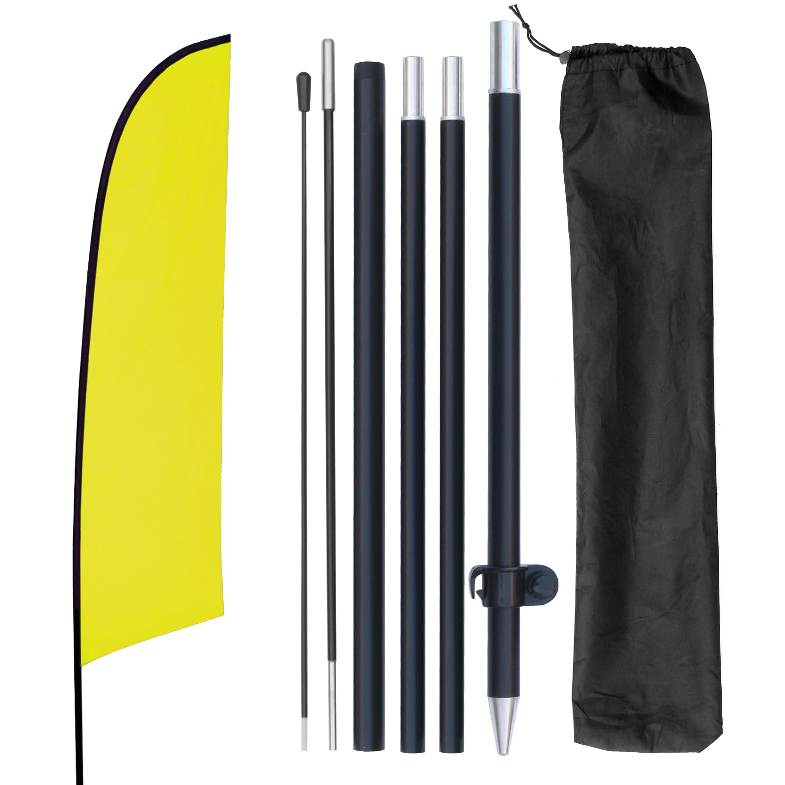 Photo 1 of Yeload 7FT Blank Feather Flag Kit With Pole - Solid Color for Sublimation Business - Portable Aluminum Swooper for Outdoor Advertising (Yellow)