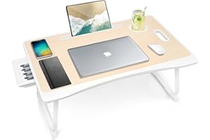 Amaredom Laptop Bed Desk Tray Bed Table, Foldable Portable Lap Desk Notebook Stand Reading Holder with Storage Drawer and Cup