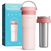 Paruu Portable Breast Milk Cooler, 304 Stainless Steel Breastmilk Chiller for 14&ndash;23H Cooling, 10-24oz Breastmilk Storage Container for Travel, Outdoor, New Moms Breastfeeding Essentials, Pink