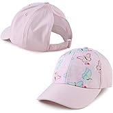 Zsedrut Girls Glitter Baseball Cap Kids Adjustable Ponytail Hat Toddler Summer Mesh Trucker Hats