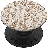 Vintage Herbs & Flowers – Brown & Beige Botanical Pattern PopSockets Adhesive PopGrip