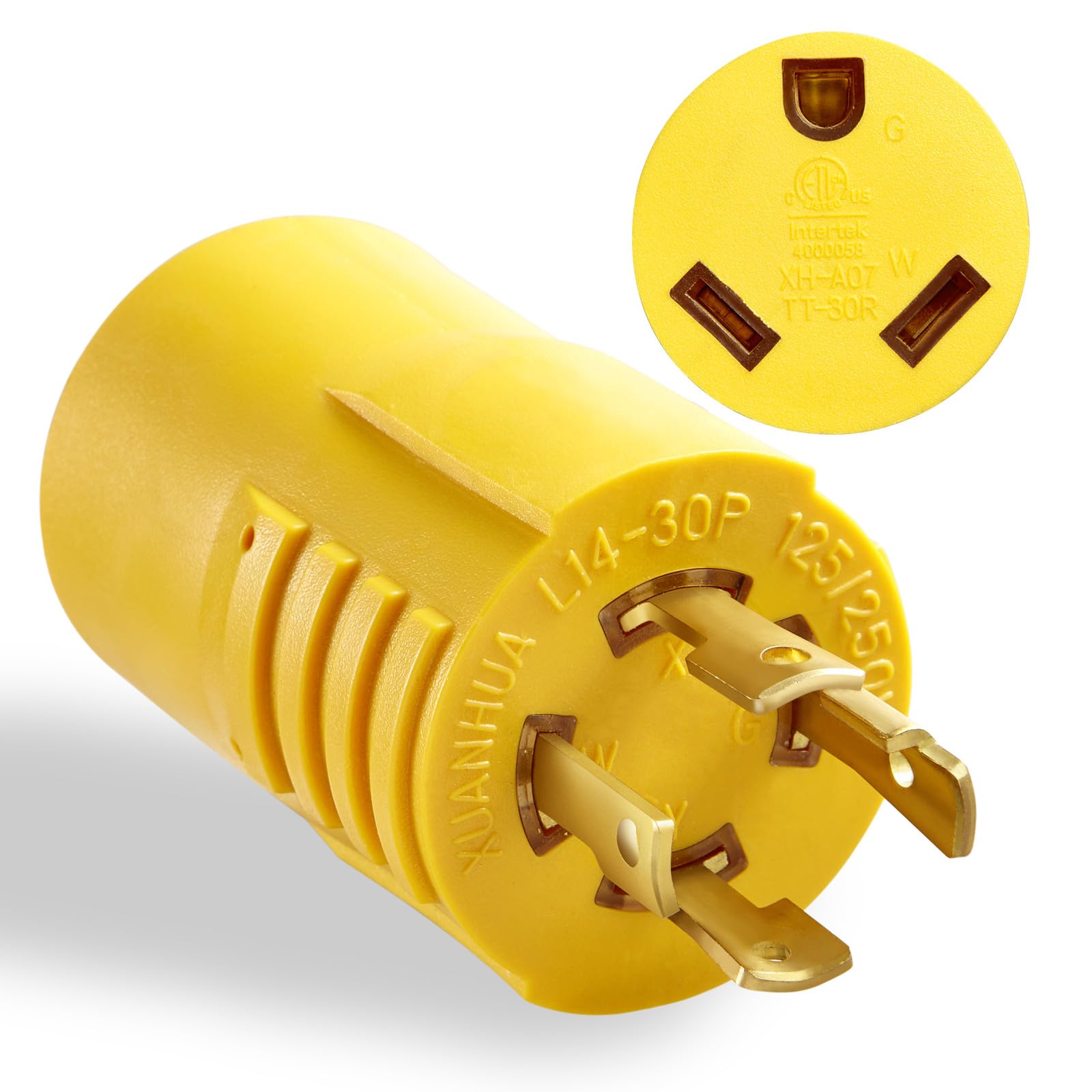 Photo 1 of WYM world NEMA L14-30P to TT-30R 30 Amp RV Generator Adapter, 4 Prong 30A L14-30P Male 125/250 Twist-Lock Power Plug to TT-30R Female 30A RV Outlet Heavy Duty RV Generator Power Adapter ETL Listed