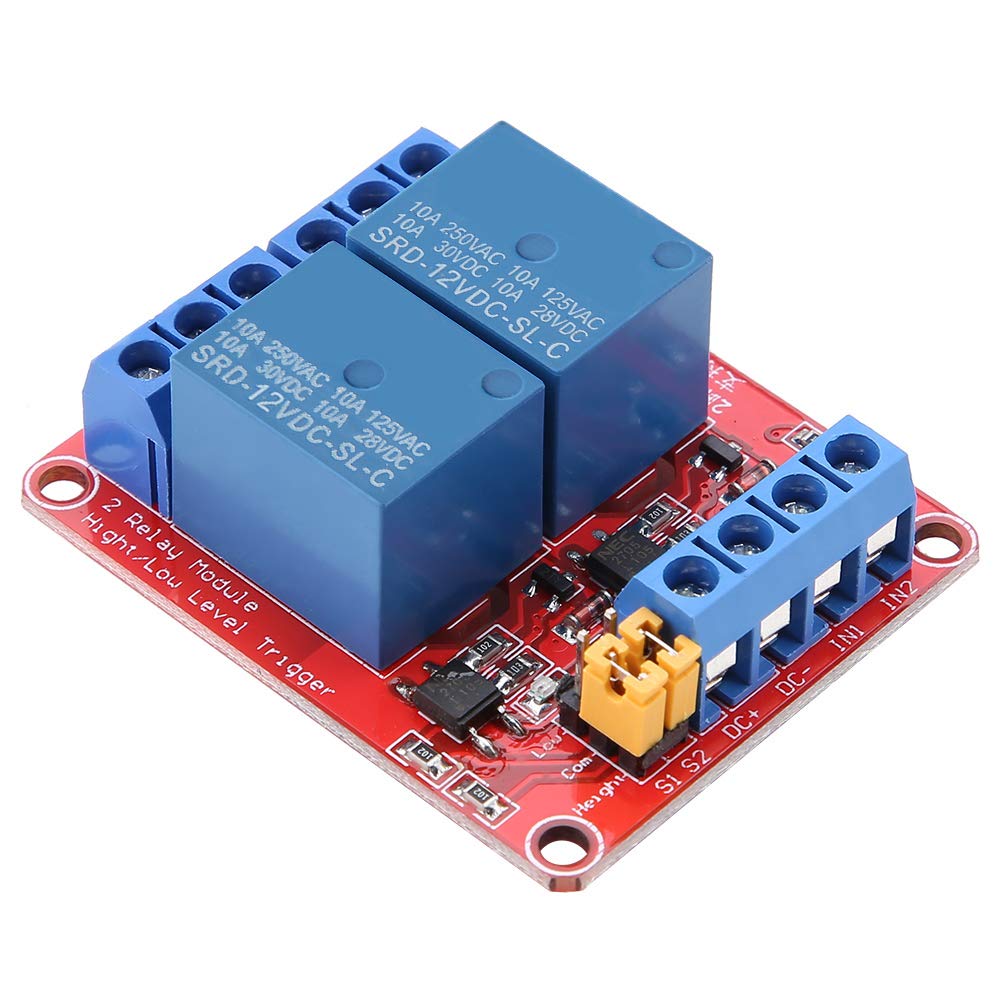 Relay Module, 2 Channel Relay Module Relay Board with Optocoupler Low Level Trigger Expansion Board for 5V/12V/24V(12V)