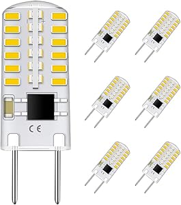 Dimmable G8 LED Bulbs, 20-25W Halogen Equivalent, T4 JCD Type Bi-Pin G8 Base, 6000K Daylight White, 120V LED Puck Light Bulbs for Under Cabinet, Under Counter Light Bulbs, LED Appliance Bulb (6 Pack)