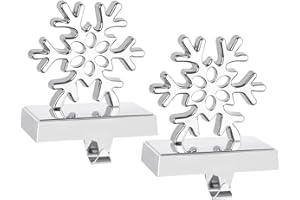 Hxezoc 2 Pack 3D Snowflake Christmas Stocking Holders Silver Metal Mantel Stocking Hangers for Christmas Decorations Christmas Holiday Supplies
