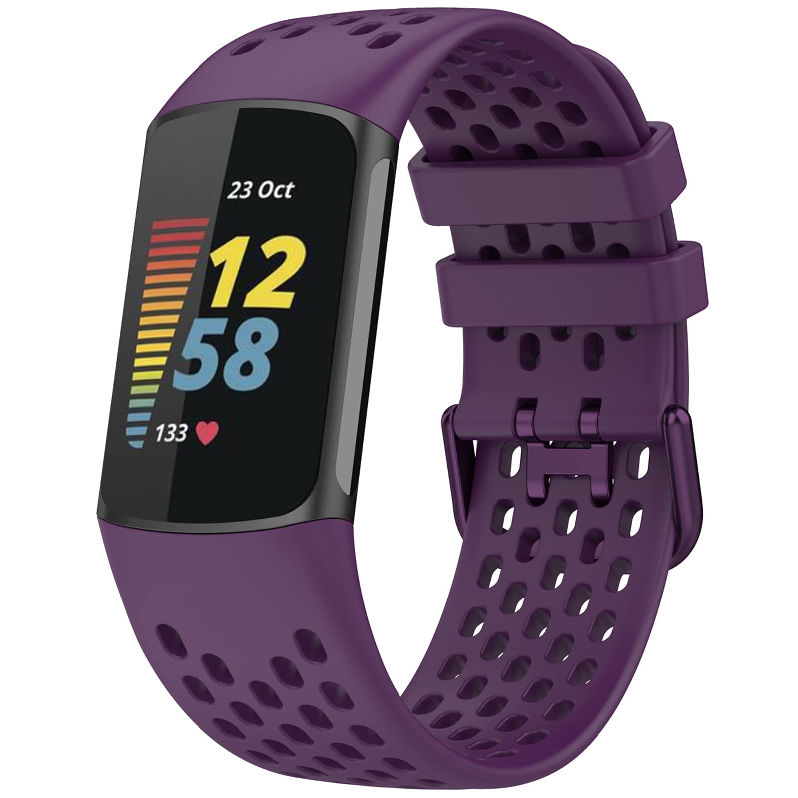 TopPerfekt Sport Straps Compatible with Fitbit Charge 6 Strap, Adjustable Breathable Soft Silicone Sport Replacement Watch Band Straps Wristbands Bracelet for Charge 5 Activity Tracker Women Men