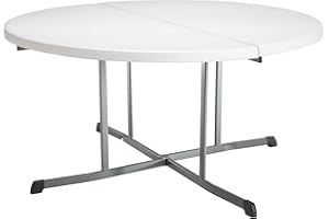 Lifetime 25402 60-Inch Round Fold-in-Half Commercial Table, White Granite Tabletop with Gray Frame