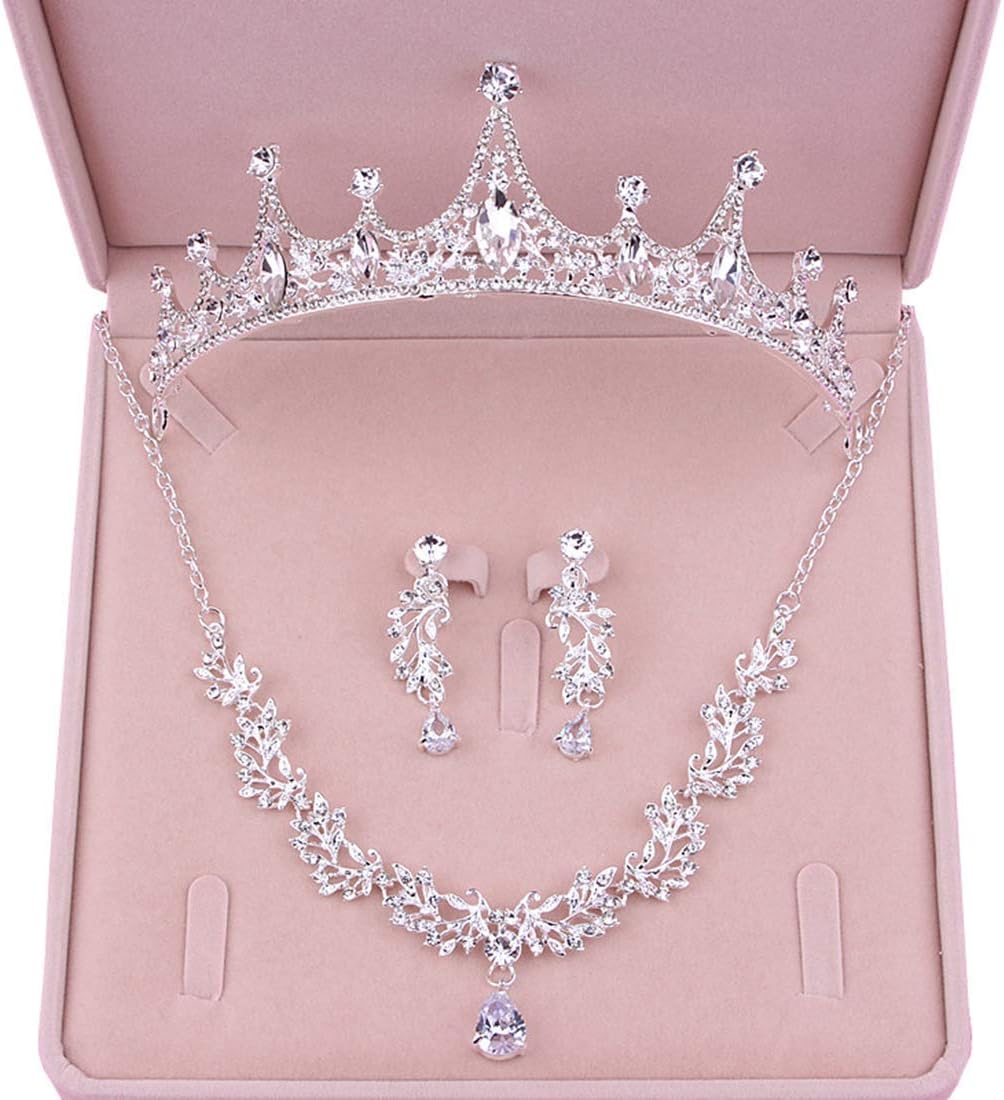Ever Girl Bling Bride Hair Accessories Tiaras Earrings Necklace Wedding Sets