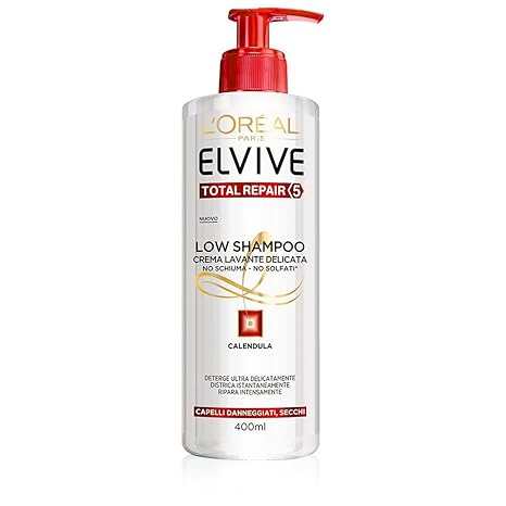 L 'Oréal Paris Elvive Low ShamPoo Total Repair 5 – Shampoo Empfindliche ohne Schaum und ohne Sulfate für beschädigte oder tro