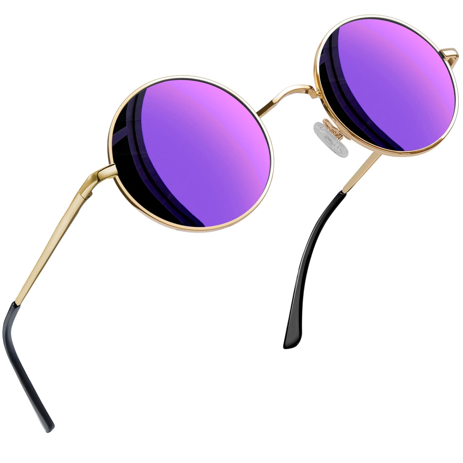 Joopin Vintage Lennon Round Sunglasses Man - Polarised UV400 Protection Metal Frame Retro Circle Sunglasses for Women and Men (Purple)