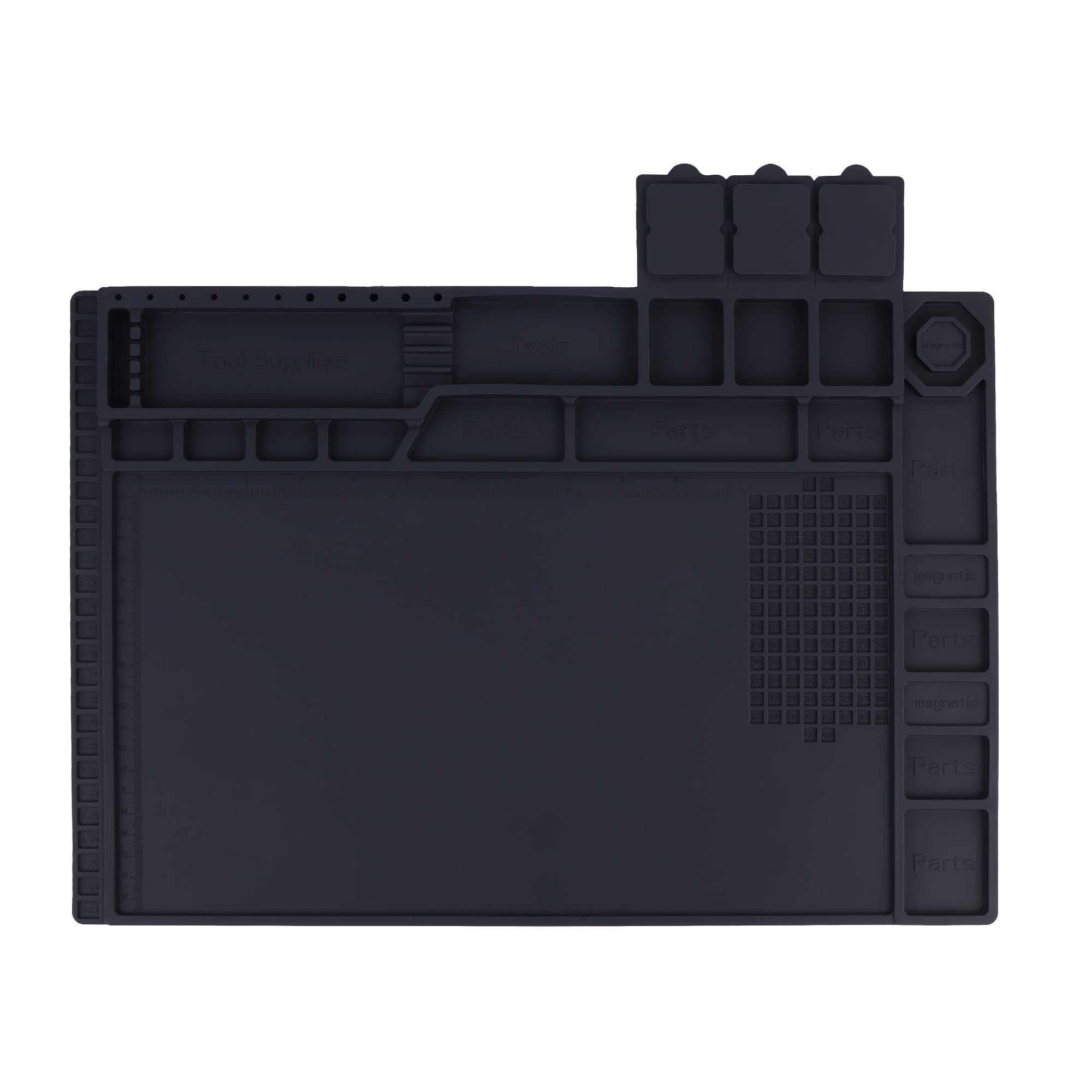 HPFIX Premium Heat Resistant 932°F 17.3'' x 11.8'' Magnetic Silicone Soldering Mat Electronics Work Mat for Computer Cell Phone Laptop Repair, UK02BLACK