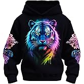 Aueoero 3D Printed Hoodies For Boys Girls Kids Sweatshirts Pullover Novelty Cool Clothes Black Red