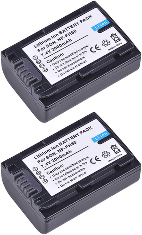 DuraPro 2Pcs NP-FH50 NP FH50 Battery + LCD USB Battery Charger for Sony NP-FH30,NP-FH40,NP-FH50,NP-FH60,NP-FH70,NP-FH100;H Series;Sony DCR-SR32,DCR-SR33,DCR-SR35,DCR-SR36,DCR-SR48,DCR-SR52 Handycams - Image 3