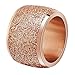 INRENG Women's Stainless Steel Ring Shiny Sequins Pave Sandblast Wide Wedding Band Rose Gold Size 7