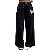 RoseSeek Girl's Baggy Sweatpants Bowknot Elastic Waist Wide Leg Pants Athletic Sweat Pants Trousers Trendy
