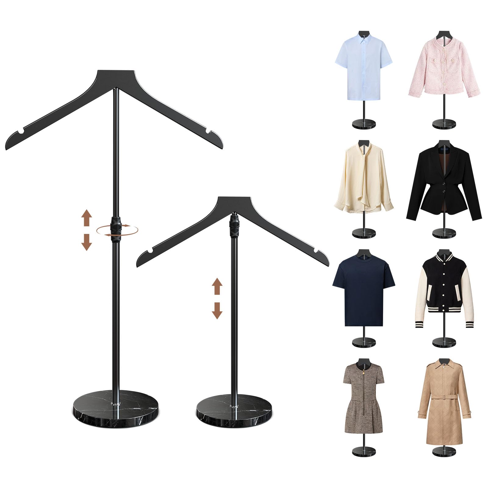 Photo 1 of OLV 2 Pack Mannequin Torso with Marble Base, 18-34 Inch Adjustable Shirt Display Stand for Vendors Shop, More Stable High-end Dress Form Clothes Garment Rack, Jacket Coat Hanger Stand, Black