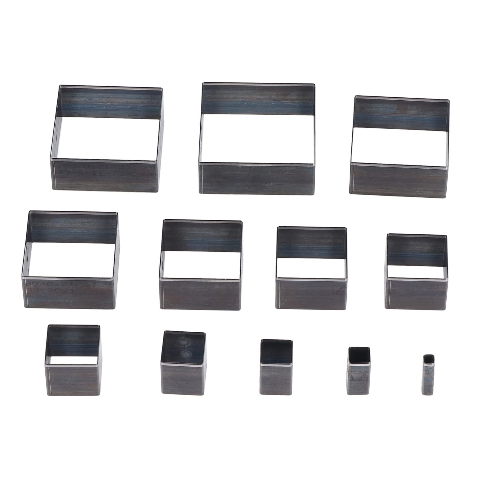 12Pcs Squares Leather Cutting Mold Squares Mold Alloy Steel Die Punch Cutter for Fabric Clay Rubber 5‑60mm