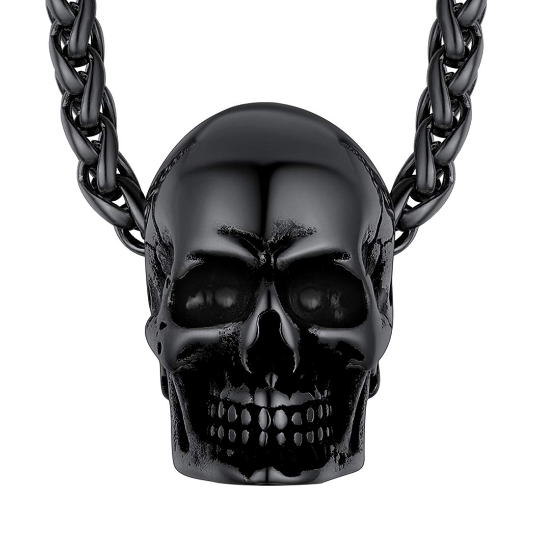 Richsteel Mens Necklaces Skull Jewellery For Women Pendant Gothic Gifts Men Black Goth Necklace