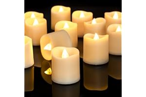 Homemory 24Pack Flameless Votive Candles, 200+Hour Long Lasting Electric Fake Candles, Battery Operated Tealights in Warm White for Christmas, Wedding Decor (Ivory Base, Batteries Included)