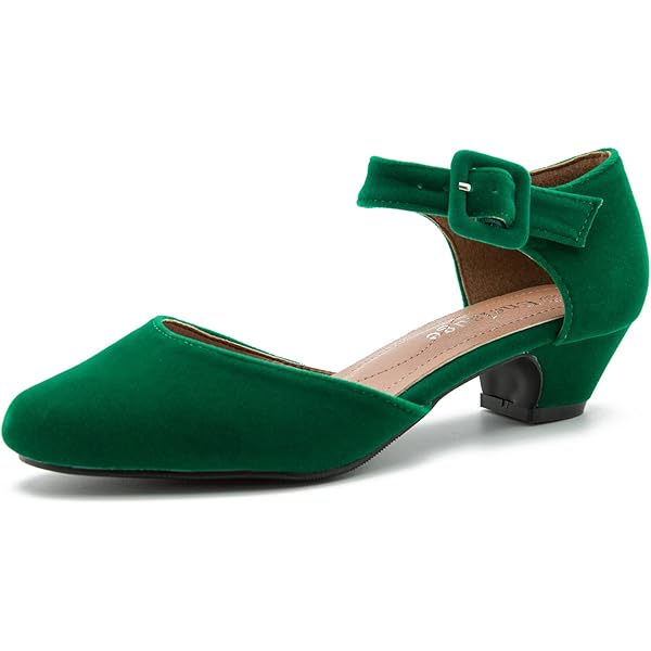 TinaCus Women's Square Toe Buckle Pumps - Genuine & Suede Leather Chunky Heel Shoes