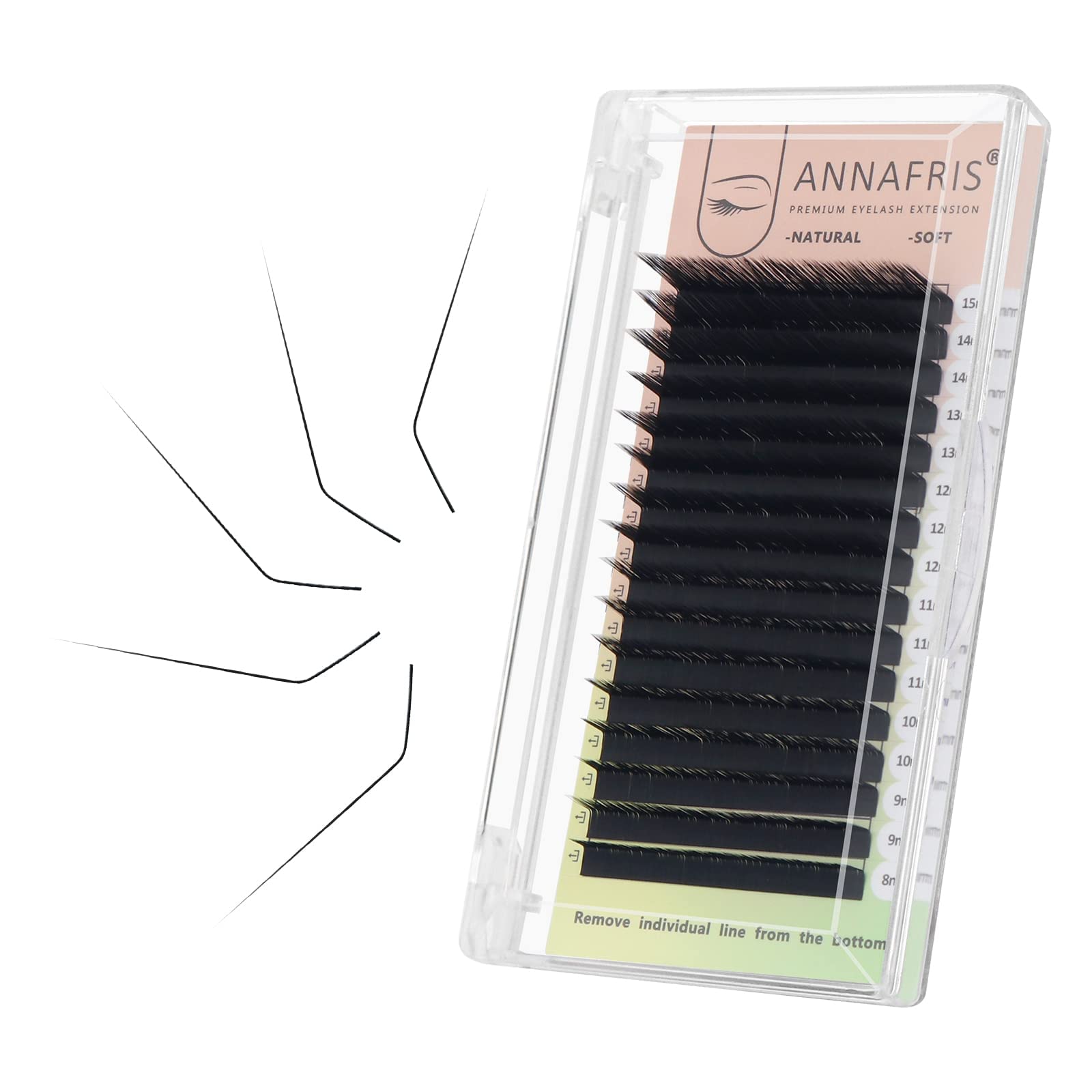 ANNAFRIS Volume Individual Eyelash Extension 0.07mm L Curl 8-15mm Mix Natural Eyelashes Synthetic Mink Classic Single False Lashes Matte Black Lash Extensions Supplies(0.07-L Curl,(8-15mm) Mix) — image 1