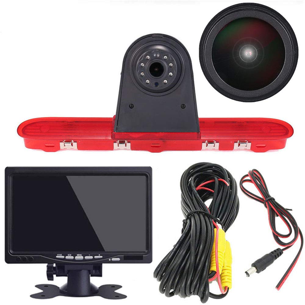 HD IP68 1280Pixels Car Brake Light Roof Rear View Reversing Backup Camera Parking Aids with Angle Adjustable Compatible with Toyota Proace/Citroen Dispatch/Space Tourer/Jumpy/Peugeot Traveller/Expert