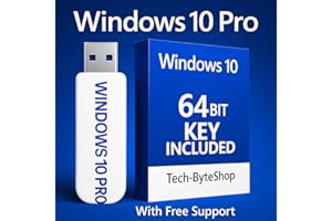 Tech-byteshop USB with Key Compatible with Windows 10 Professional 64 Bit. Key Code and USB Install Included. Recover, Repair