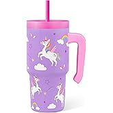 Unicorn Tumbler 20oz with Handle and Silicone Straw Lid for Kid, Insulated Stainless Steel Cup, Gift for Kids Girls, Gifts Idea for Birthday Christmas Back to School