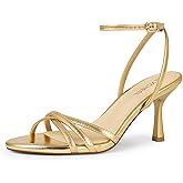 SLXCHBSL Kitten Heels for women, Strappy Round Open Toe Heeled Sandals | 3 Inch Comfortable Shoes, Adjustable Ankle Strap, Perfect for Daily Dress, Party, Prom, Formal