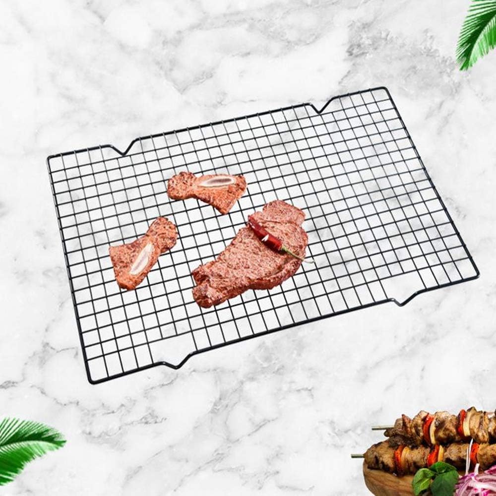 2 Pack Steel Wire Baking Oven Roasting Cooking Grilling Cooling Rack Black - 16" x 10": Kitchen & Dining