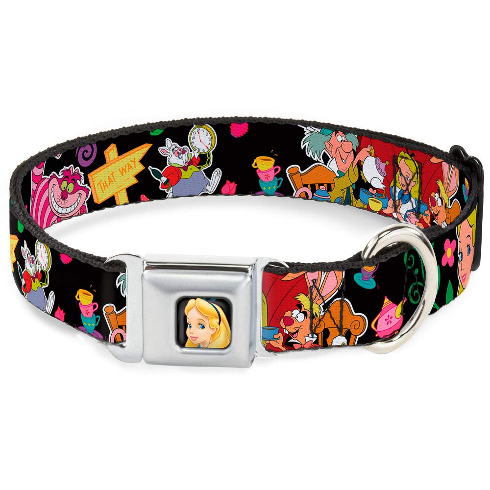 Buckle-Down Seatbelt Buckle Dog Collar - Alice's Encounters in Wonderland - 1" Wide - Fits 9-15" Neck - Small