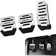 Shakas 3 PCS Car Pedal Kit, 5.7" x 3.15" Acceleration + 2.6" x 3.54" Clutch Brake Thickened Alloy Anti Slip Tape Pedal, Replacement Modification Parts, for Most Manual Transmission Cars (Silver)