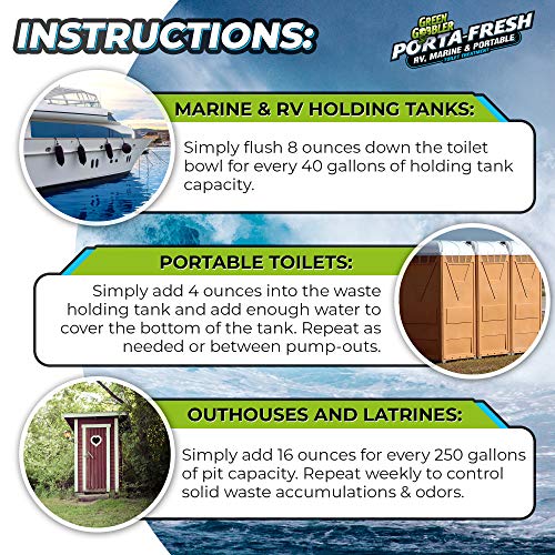 Green Gobbler Porta Fresh Best RV Marine Porta Potty Holding Tank