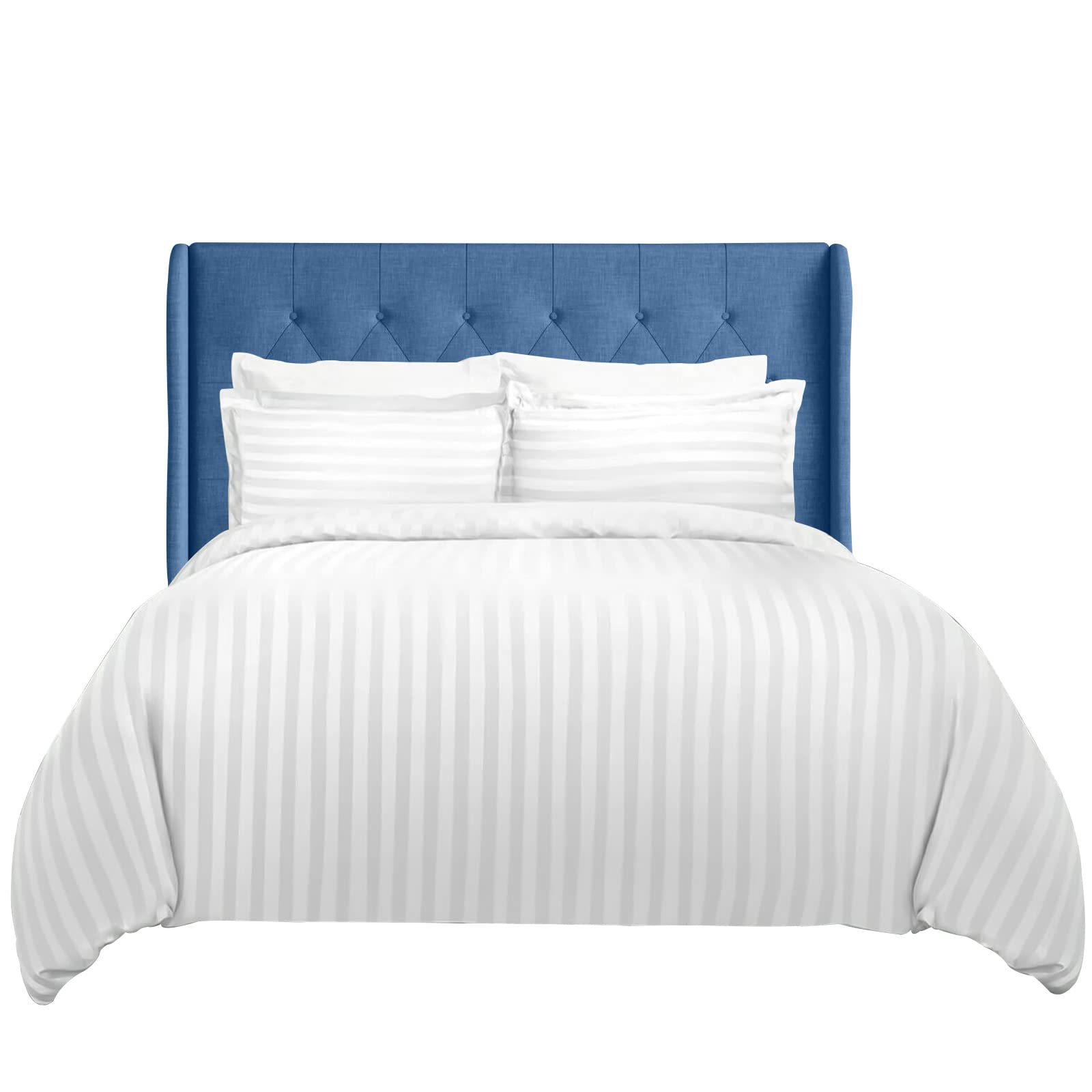 Linens World Satin Stripes Microfiber Bedding Double Bed Set - Hypoallergenic Bedding & Linen, Double Bedding Set-Washable & Anti-Wrinkle Duvet Cover (White)