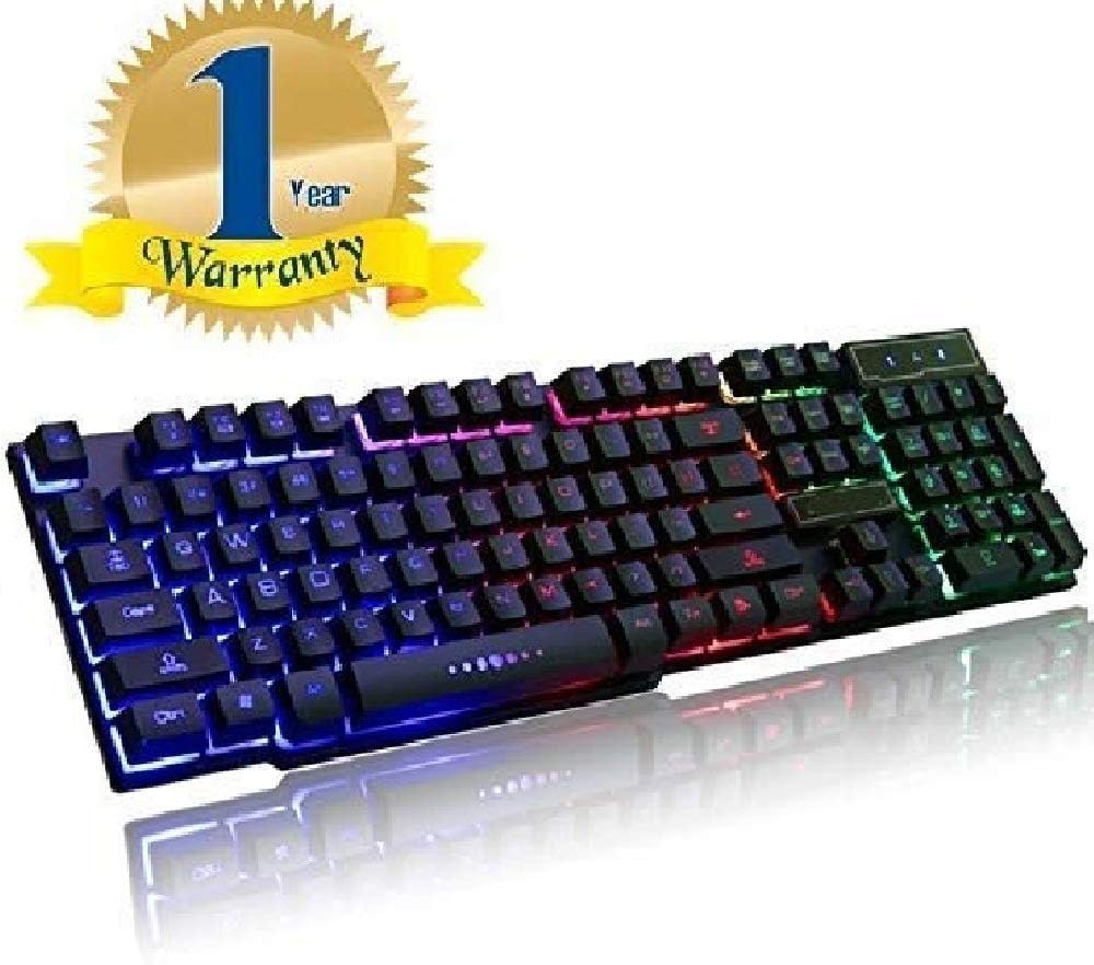 Brand Conquer Rainbow LED Backlit 19 Key Anti-Ghosting USB Wired Mechanical Feel Multimedia Gaming Keyboard