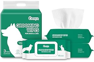 COCOYO Disposable Wet Wipes for Dogs & Cats I 300 Wipes for Cleaning and Deodorizing - Plant-Based, Hypoallergenic Pet Wipes for Puppies - Wipes for Paws, Butt, & Body - Fragrance Free