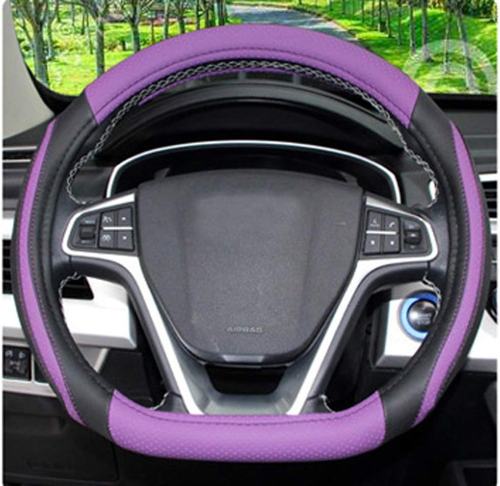 XiXiHao D Cut Steering Wheel Cover - D Shaped Flat Bottom Microfiber Leather Anti-Skid Breathable Steering Wheel Cover (Purple)