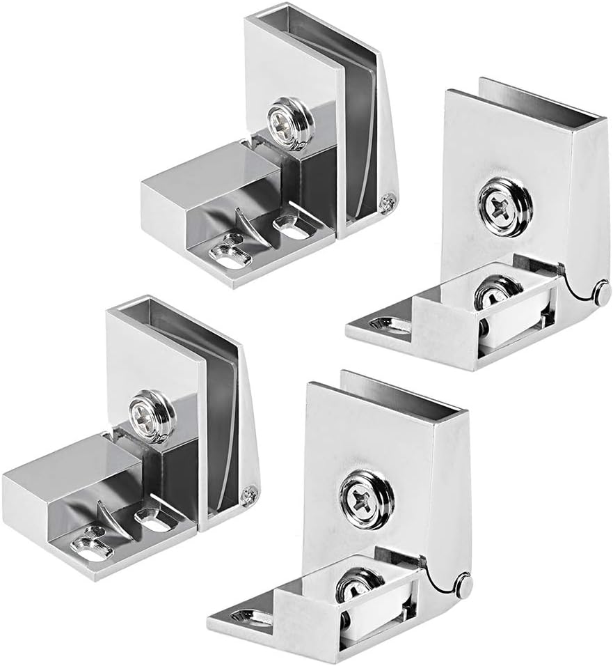 sourcing map 2 Pair Glass Door Hinge Cupboard Showcase Cabinet Door Hinge Glass Clamp,for 3-5mm Glass Thickness,Zinc Alloy