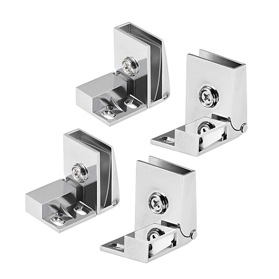 sourcing map 2 Pair Glass Door Hinge Cupboard Showcase Cabinet Door Hinge Glass Clamp,for 3-5mm Glass Thickness,Zinc Alloy