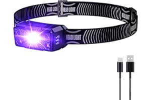 SEVENKA 2in1 UV Headlamp Flashlight Black Light, Rechargeable LED Hands Free Blacklight 395nm, Mini Head Lamp with White & UV Light, Pet Urine Detector for Dog/Cat Urine Stains, Bed Bug, Scorpions