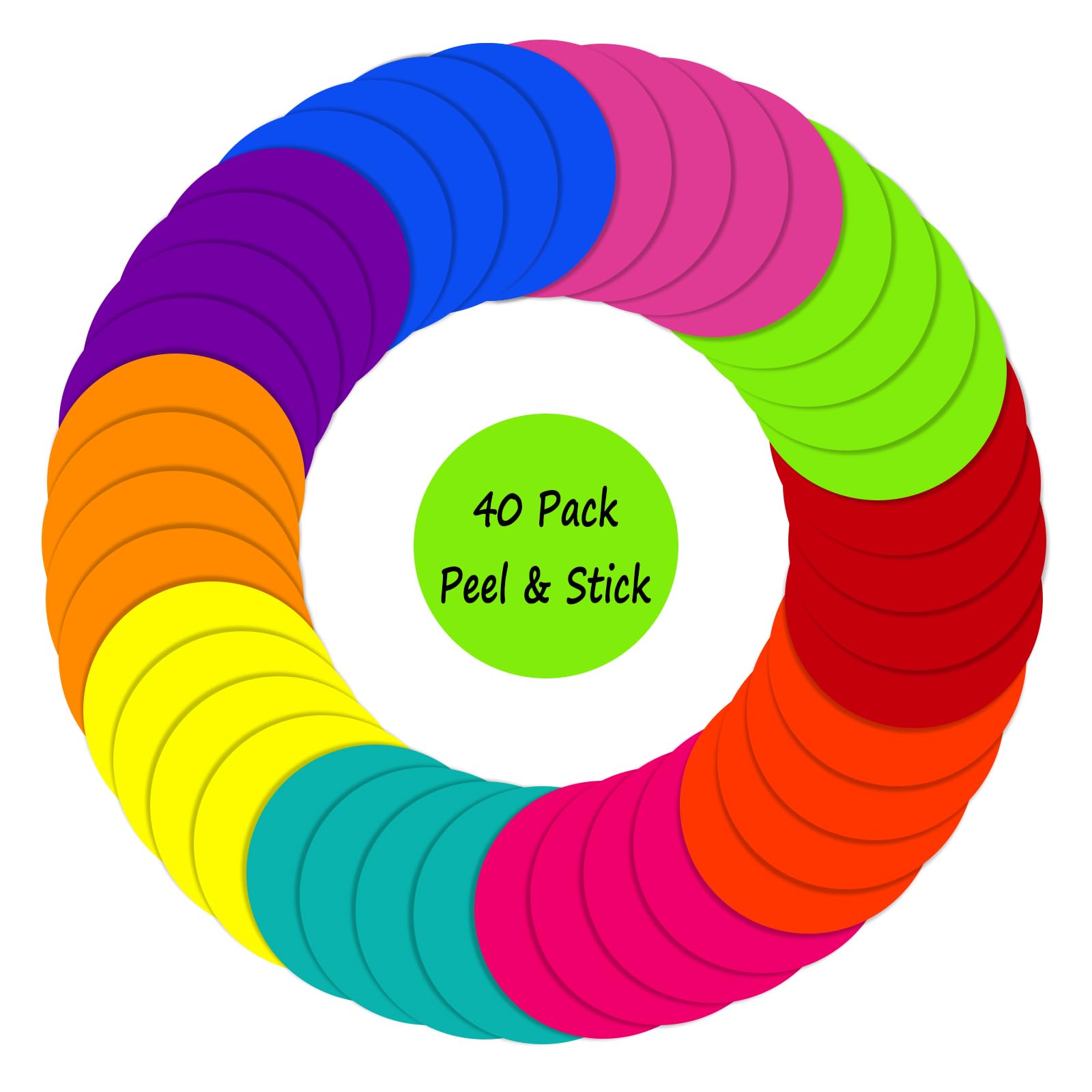 Photo 1 of 40 Pieces Dry Erase Circle Dots, 6 Inches Multicolor Vinyl Line Up Spots Self Adhesive Classroom Floor Stickers for Preschool Kindergarten Elementary Teachers
