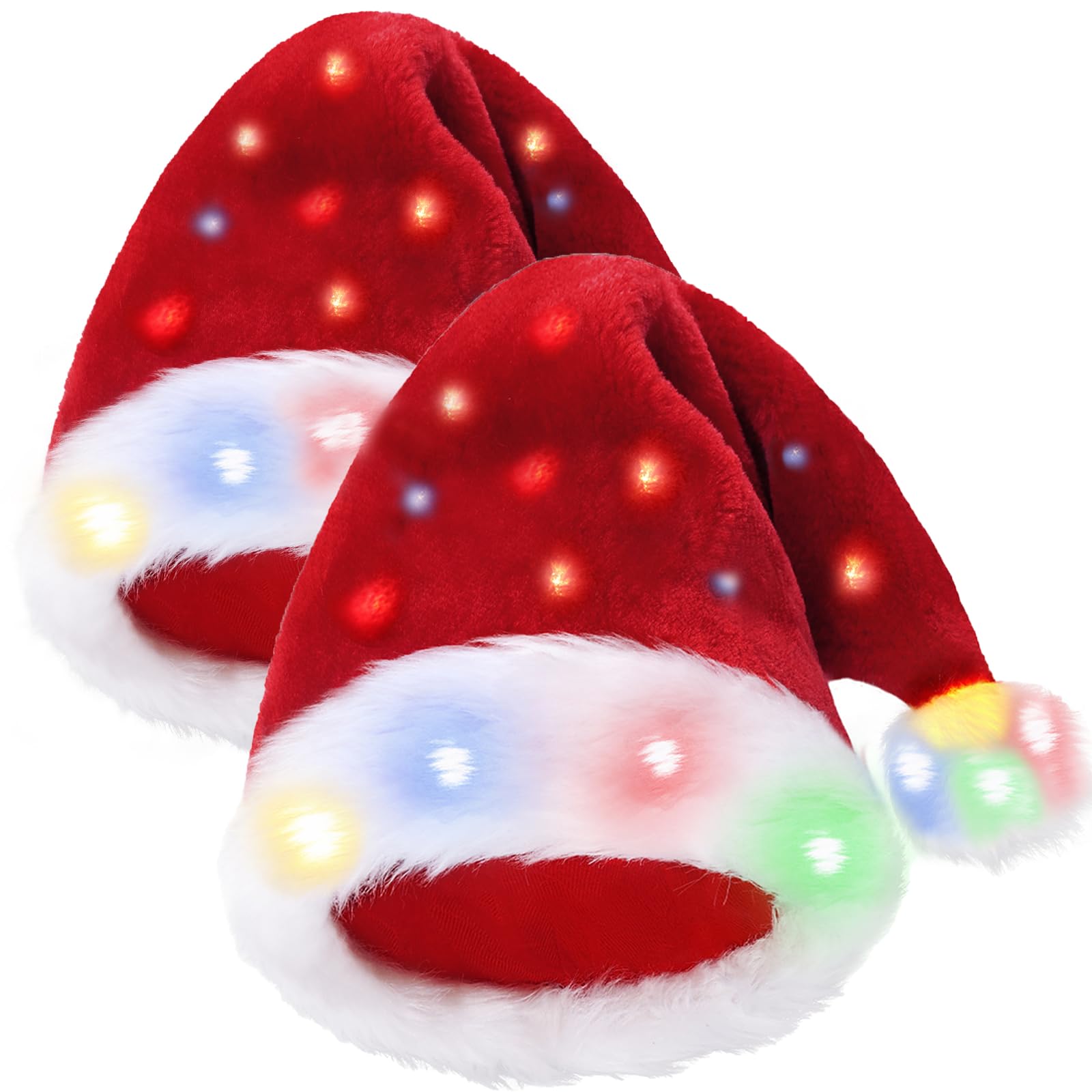 Photo 1 of **1 PC**COMYCLE COMYLE Santa Hat Adult Red Velvet Funny Light Up Christmas Hats Suitable for Adults or Kids.-One Pieces Adult