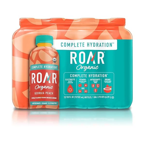 ROAR ORGANIC GEORGIA PEACH ENHANCED BEVERAGE, VEGAN, 18...